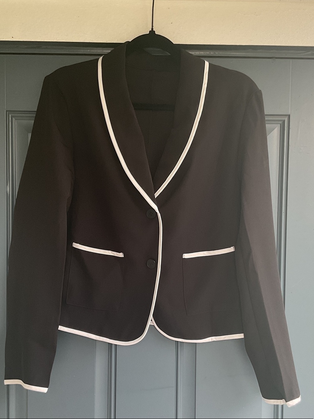 SHEIN Black Blazer with White Trim, Size L